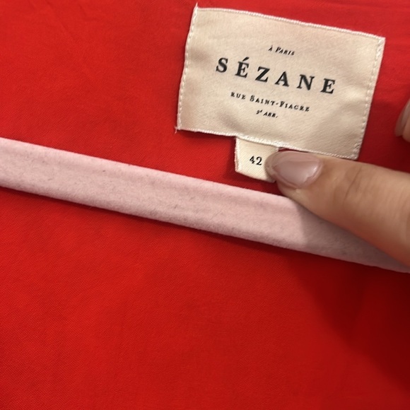 Sezane Gigi Red Coral Floral Mini Dress Size US 10 - Picture 7 of 9